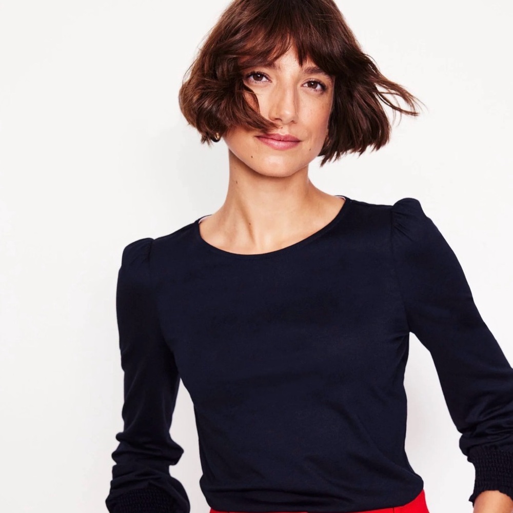 Boden Supersoft Long Sleeve Top in Navy
